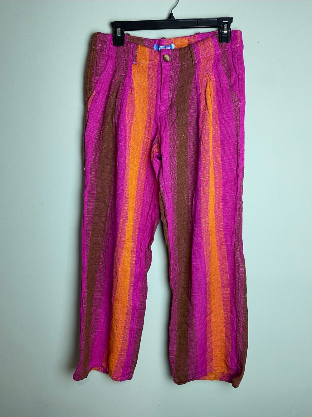 Urban Outfitters Striped Wide Leg Pants in Pink, Orange & Brown